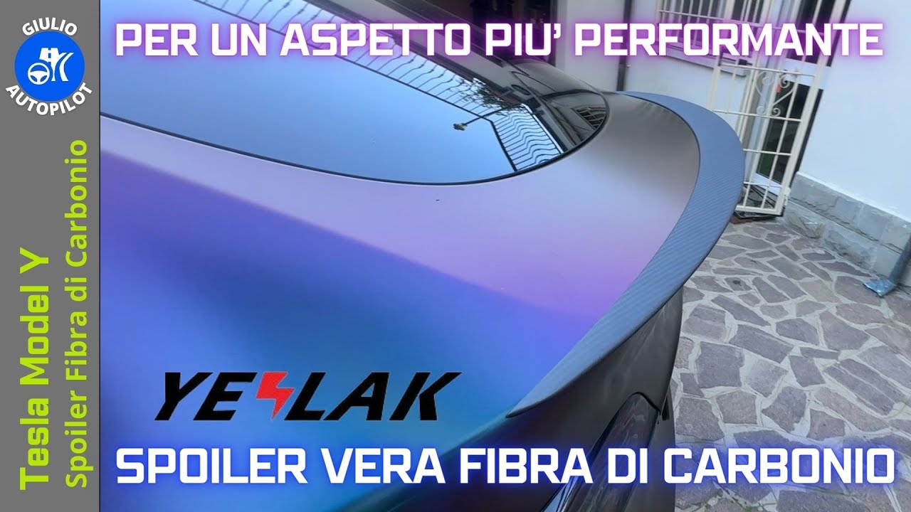 YESLAK - Spoiler in vera FIBRA DI CARBONIO  per Tesla Model 3/Y come l'ORIGINALE