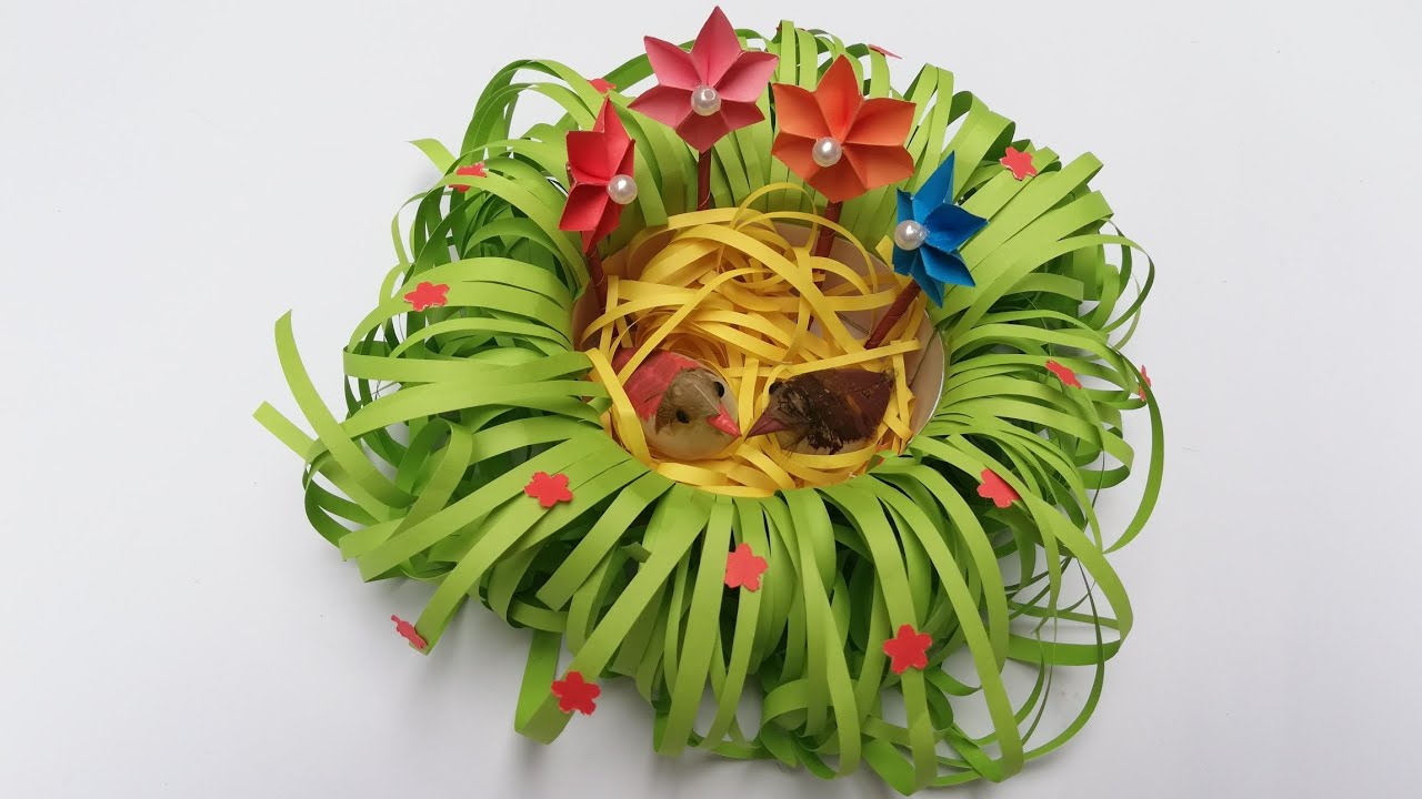 Bird nest showpiece with paper|How to make a bird nest showpiece with paper