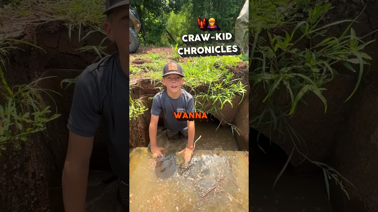 CRAW-KID CATCHES FISH BY HAND 🦞👋#fishing #crawfish #louisiana #crawfishboil #farmlife