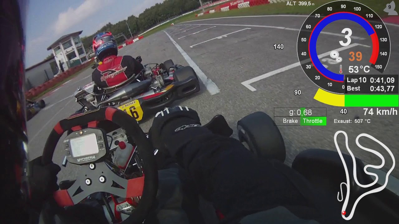 Ampfing Kart 2017.09.23 Session 3 Telemetrie Data Onboard helmet Cam DR TM KZ10 GPS05