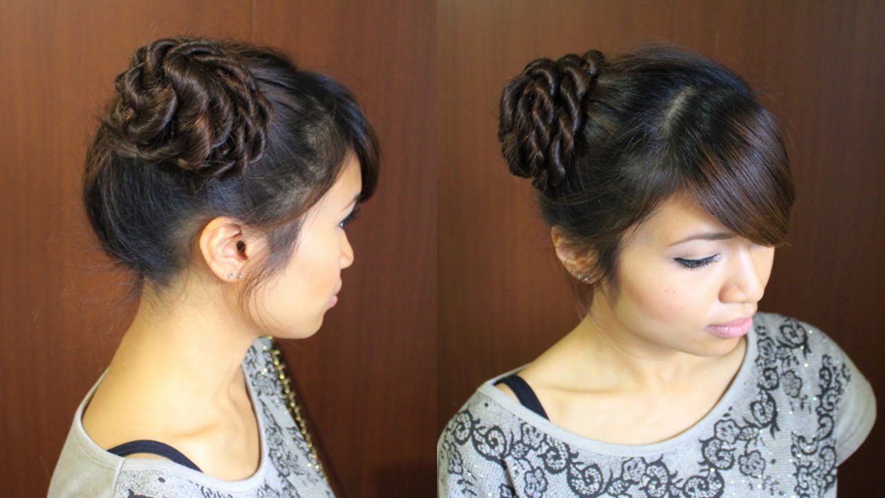 Ballerina Rope Braid Hair Bun Updo Hairstyle for Long Hair Tutorial
