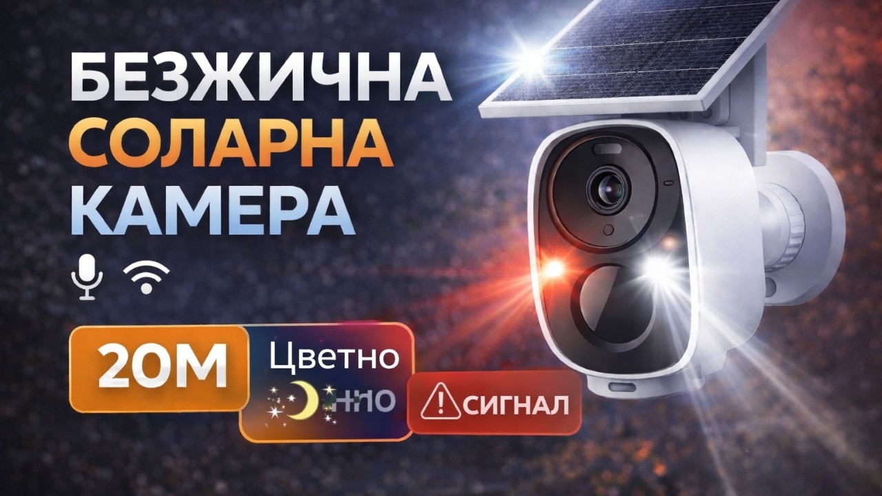 WiFi Соларна Bullet Камера 3MP | Dual Light 20m | B13-BSP
