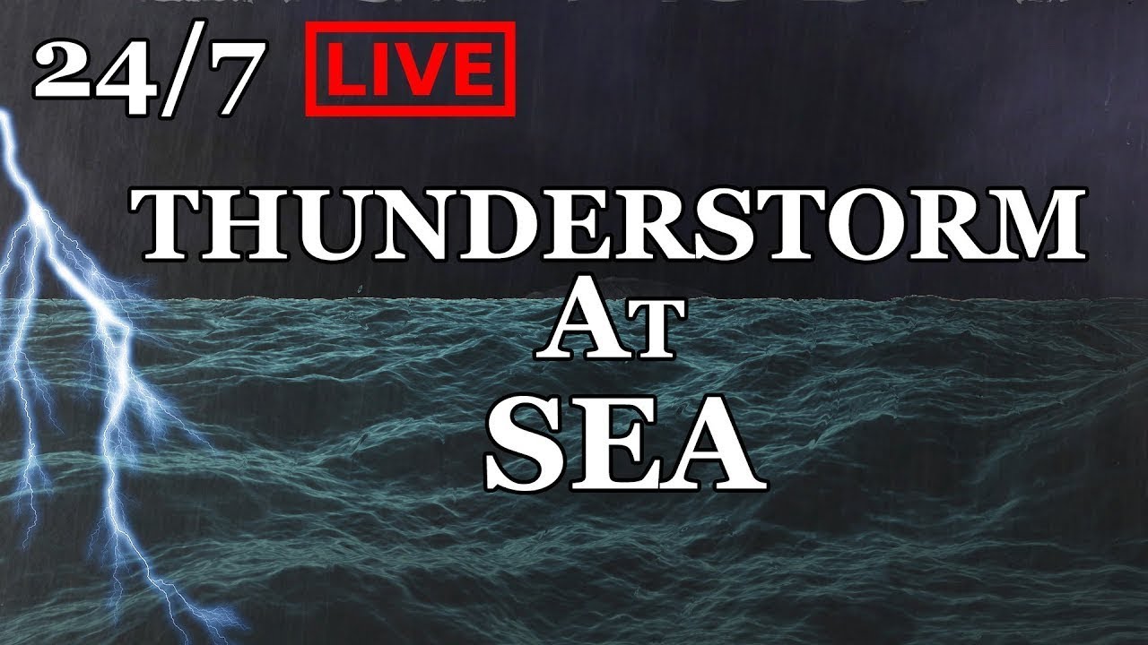 🔴 Thunderstorm At Sea 24/7 Ocean Rain Sounds For Sleeping & Studying | Ambient Noise