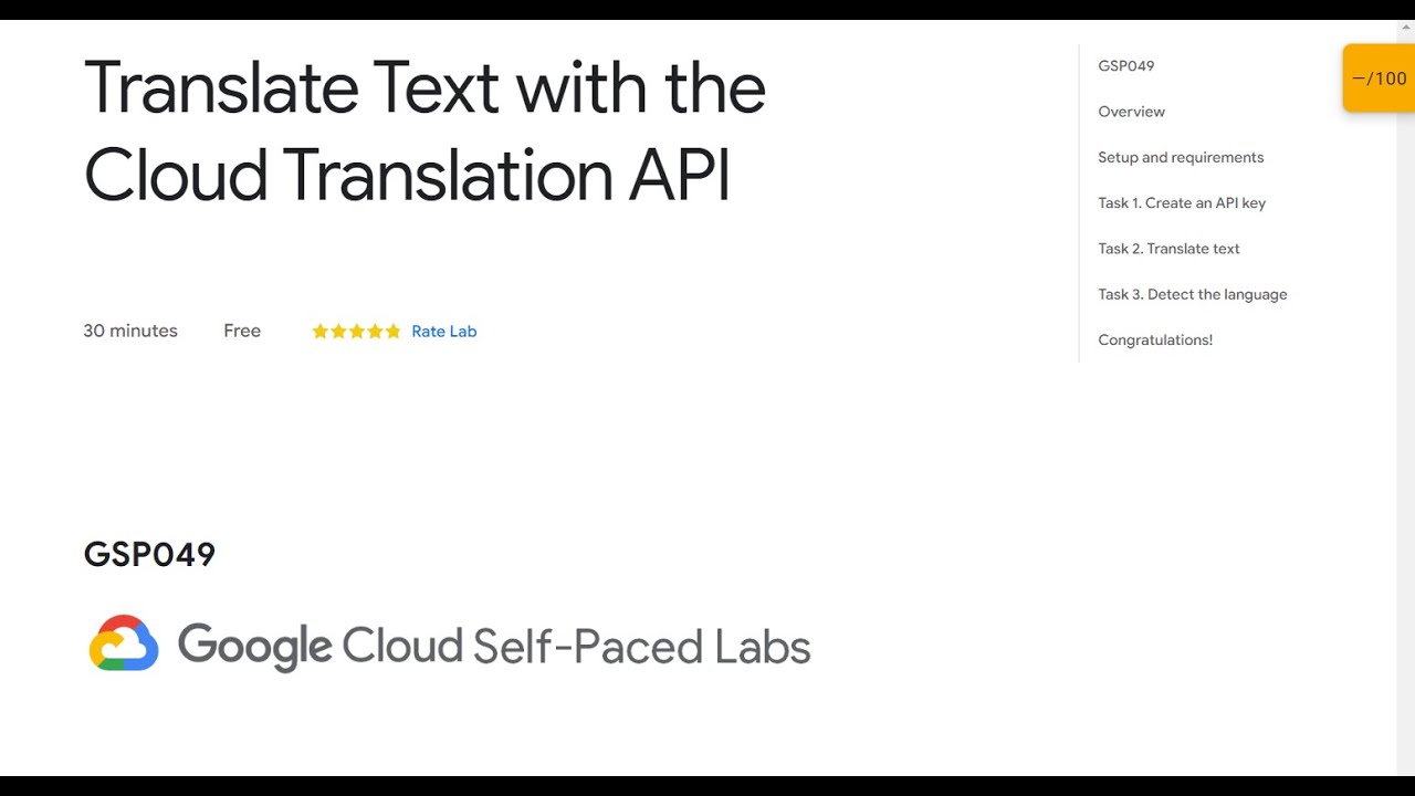 Translate Text with the Cloud Translation API Qwiklab