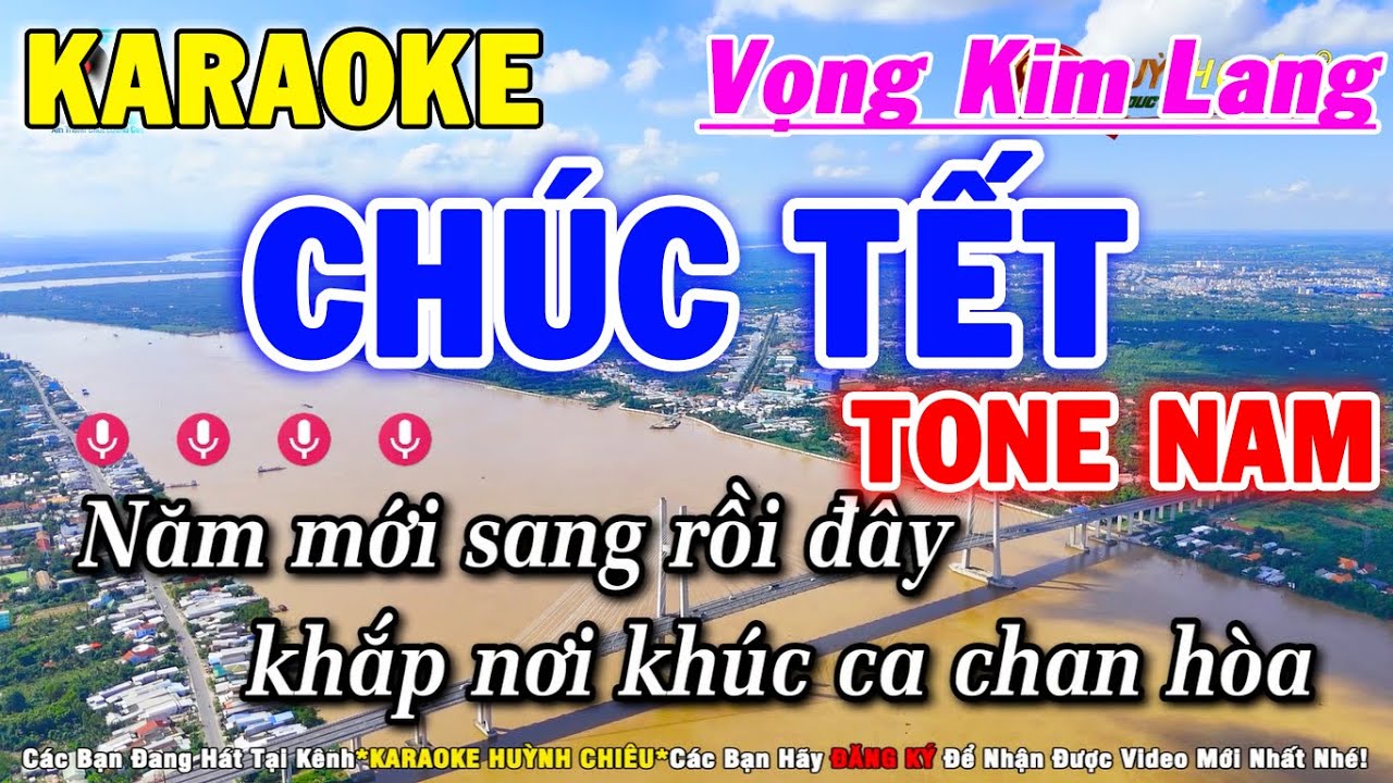 Karaoke Chúc Tết - Vọng Kim Lang | Tone Nam || Huỳnh Chiêu