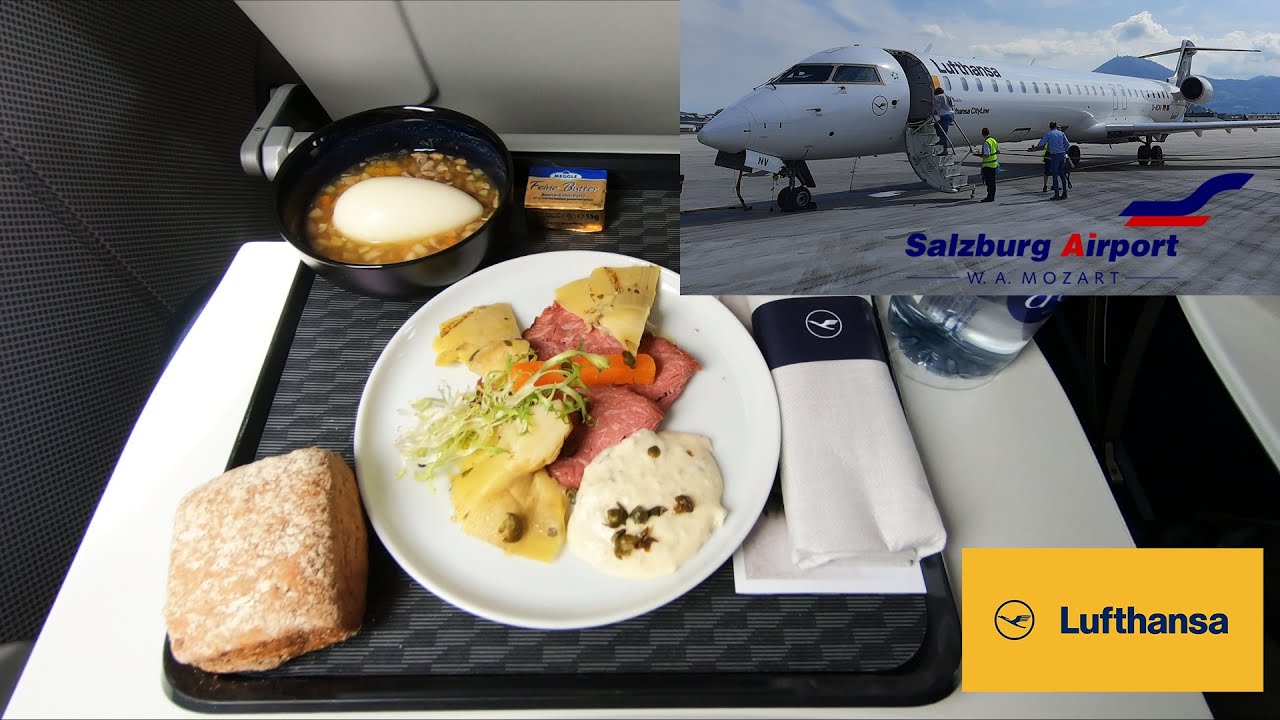 Business Class Lufthansa CityLine Salzburg to Frankfurt Bombardier CRJ-900