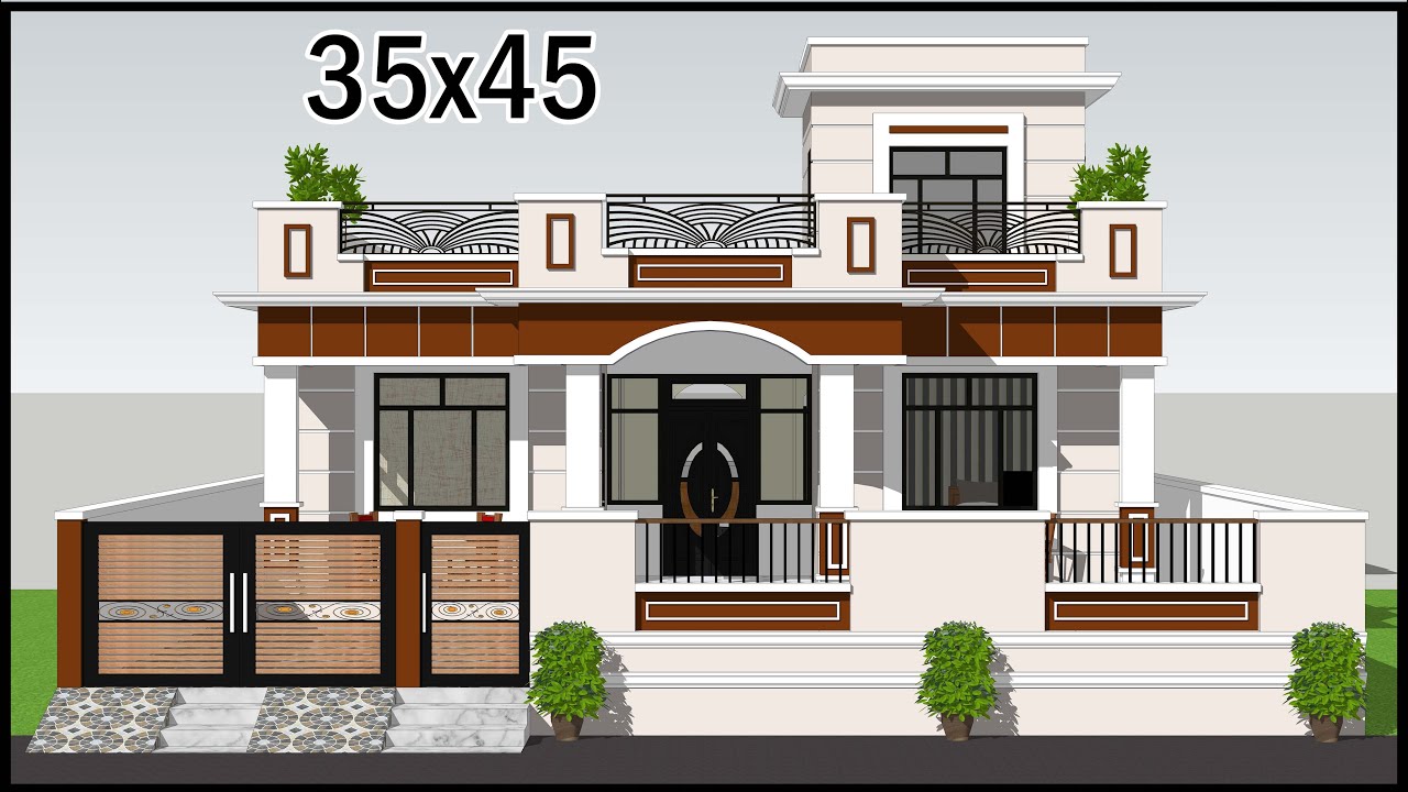 35x45 West Facing 4 Room Luxury Villa Design With Vastu, Gopal Architecture
