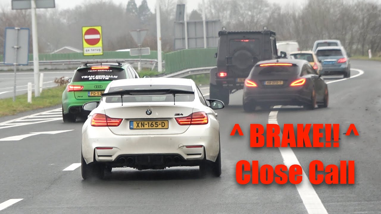 Supercars Accelerating Onto Slippery Highway! Close Calls - 600LT, 7R, F-Type R, M4 Akra, G500 4x4..