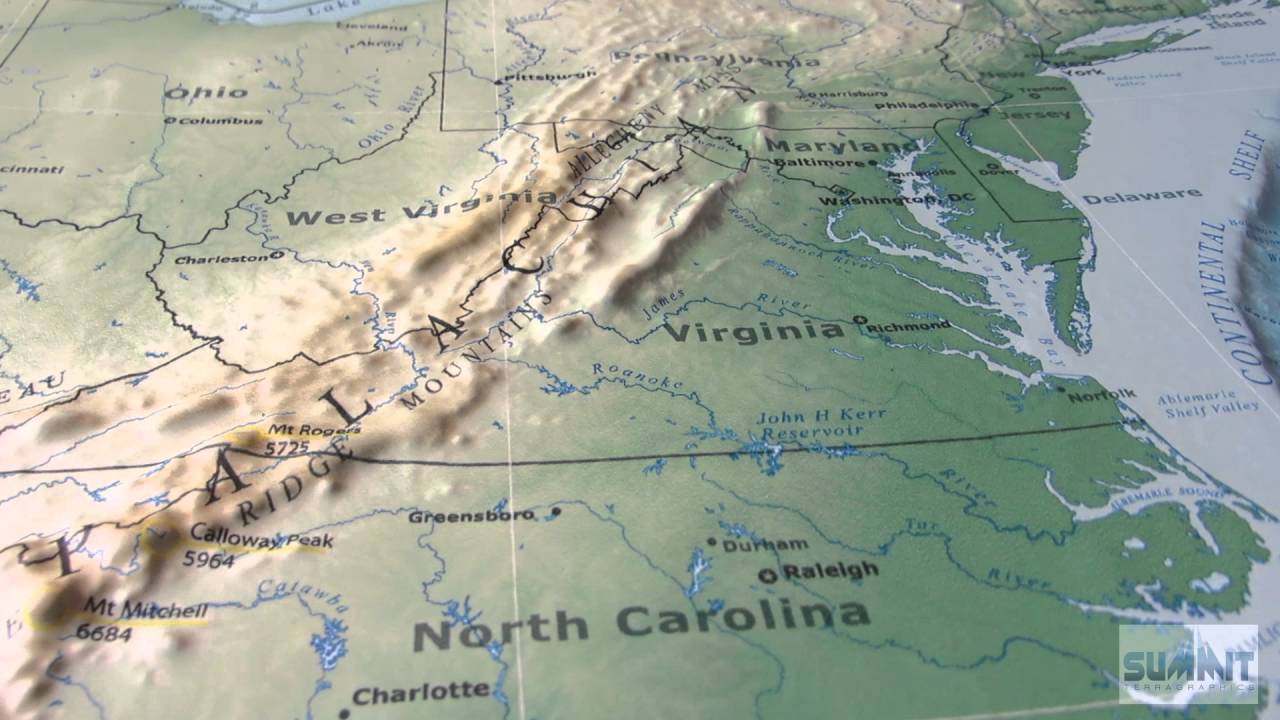 Geophysical Raised Relief Map of the Contiguous United States