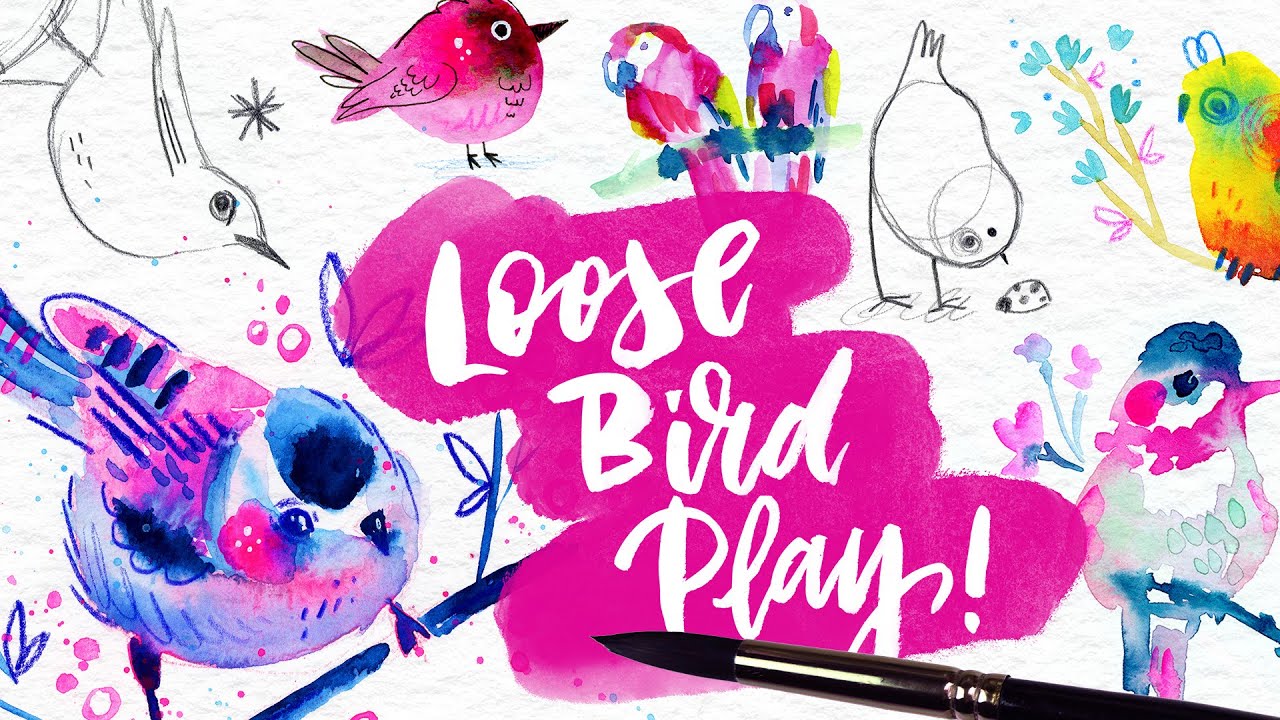 Loose Bird Play! Drawing & Painting Watercolor Birds in FUN Styles / Class Trailer