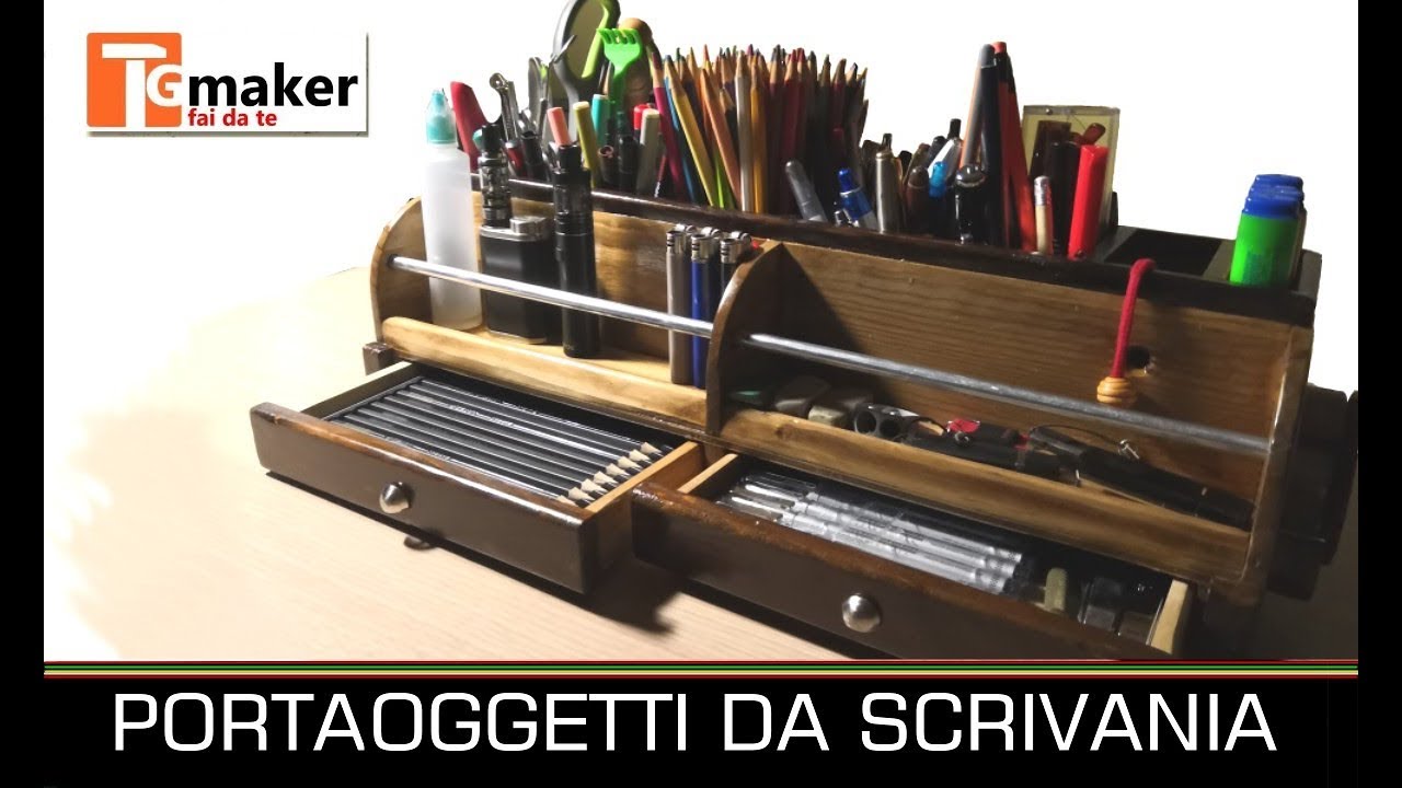 PORTAOGGETTI DA SCRIVANIA IN LEGNO  (wooden office stationery holder)