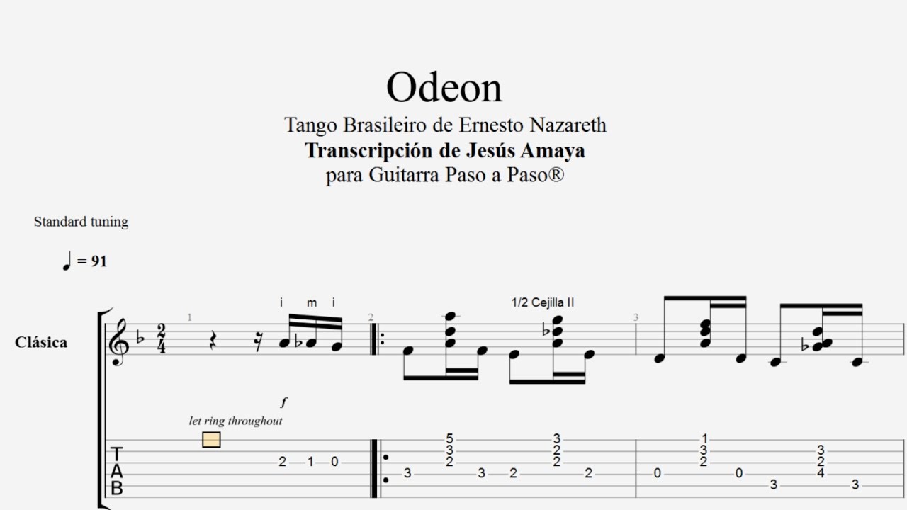Odeon - Ernesto Nazareth -Choro- Tablatura por Jesús Amaya...