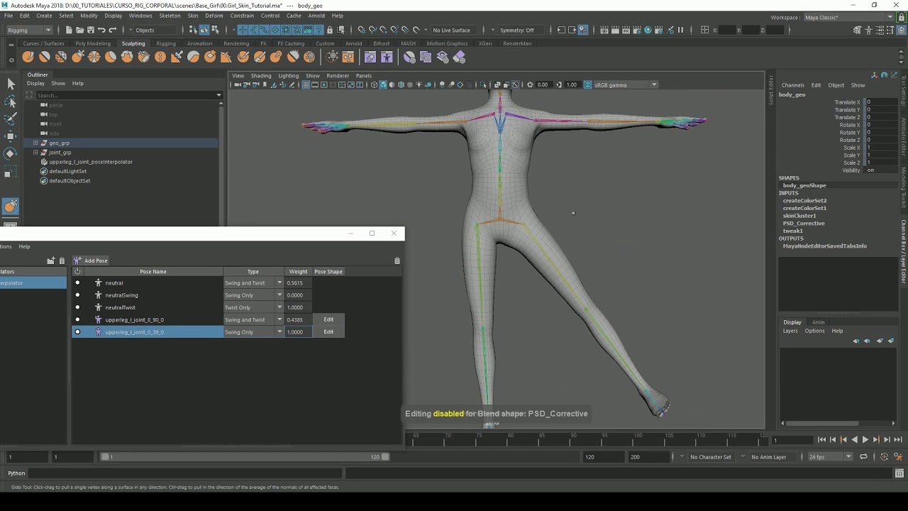 Pose Editor Maya 2018 (Iniciación Maya)
