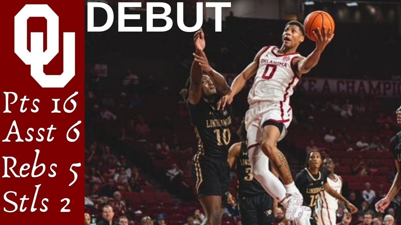 5⭐️ Jeremiah Fears Debut🔥 Oklahoma University 16pts 5rebs 6Asst 2stls #ncaa College Basketball #OU