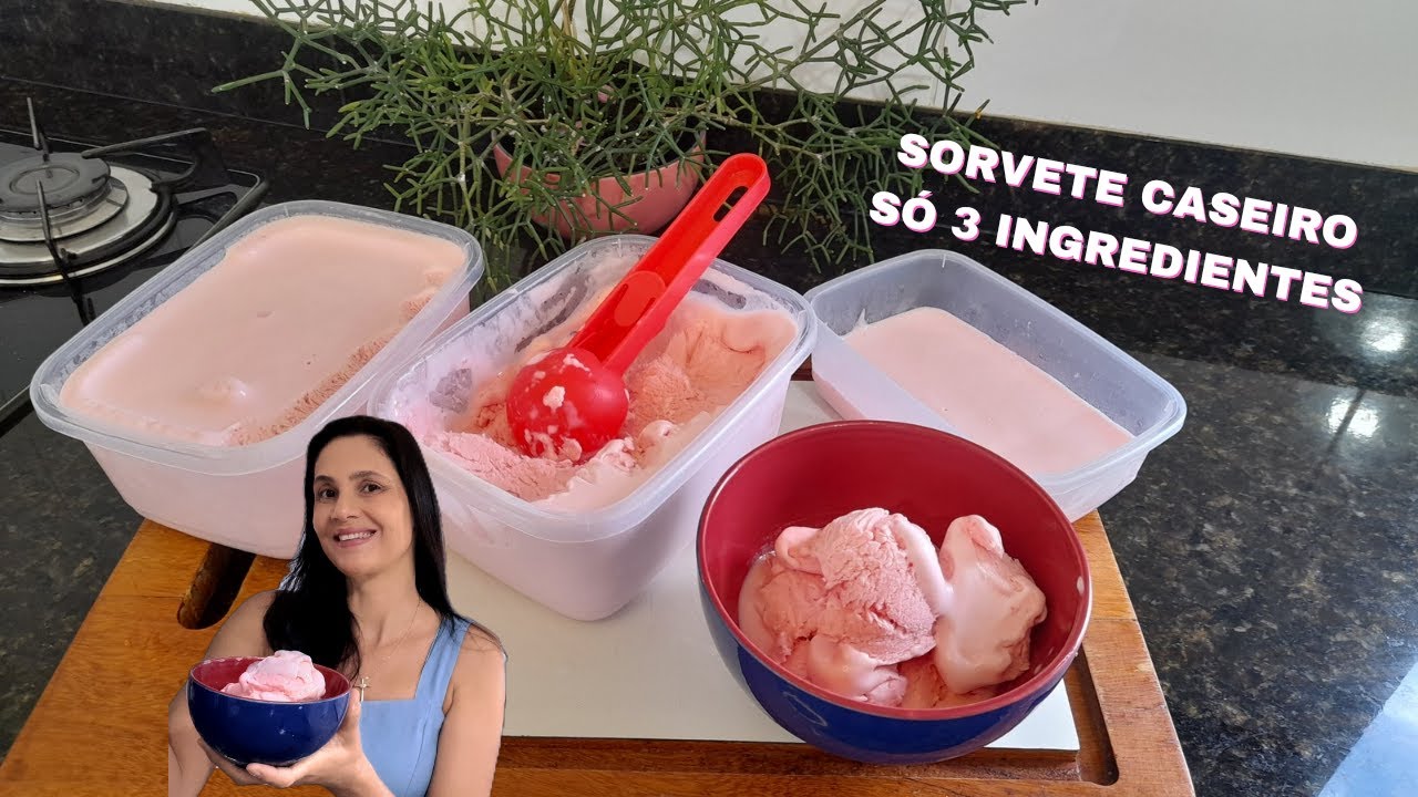 SORVETE CASEIRO | SÓ 3 INGREDIENTES | RENDE + DE 3L / RECEITAS DO CADERNO