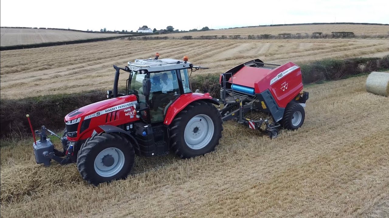 Massey Ferguson 7719S baling straw with RB 3130f Baler