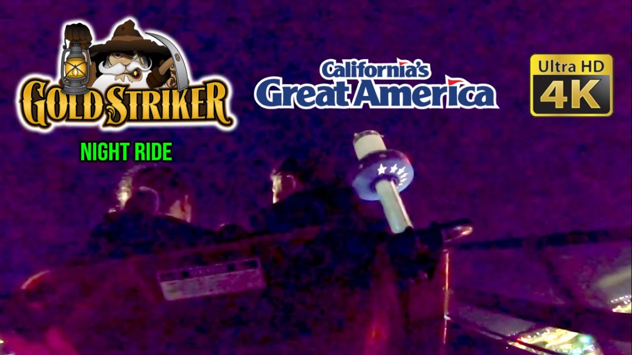 2021-10-22 Gold Striker Roller Coaster at Night On Ride UltraHD 4K POV California's Great America