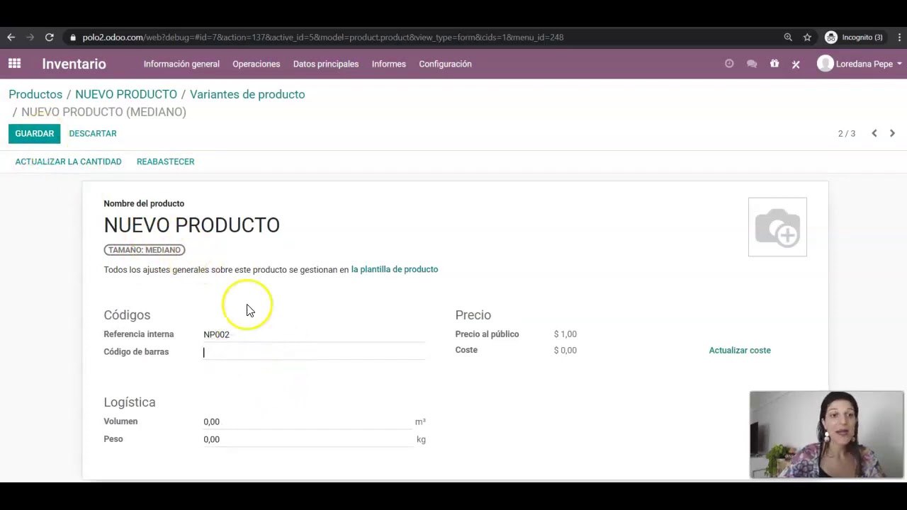 SKU de variantes en Odoo