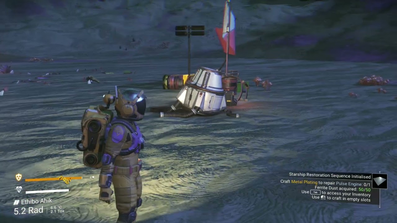 No mans sky Craft Metal Plating | Repair Pulse engine | Starship Restoration sequence
