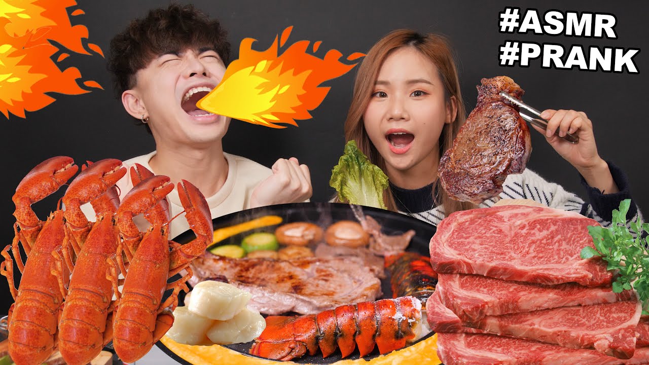 [ASMR PRANK💥] Roasted Beef 燒肉 | COOKING & EATING SOUND | KAKI ASMR ( Feat.  @Cotton Chan )