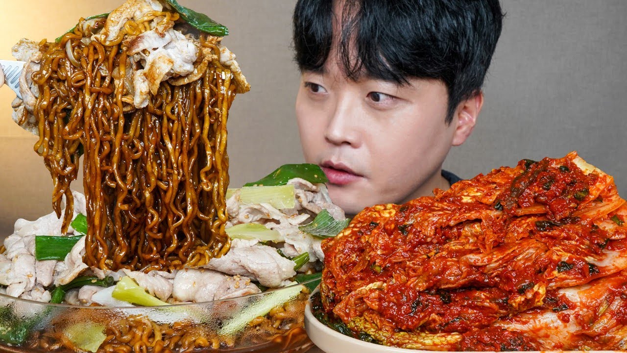 아내표 집밥🍚 김장김치 삼겹살 짜파게티 요리 먹방 Korean Kimchi & Black Bean Noodles ASMR MUKBANG REAL SOUND EATING SHOW
