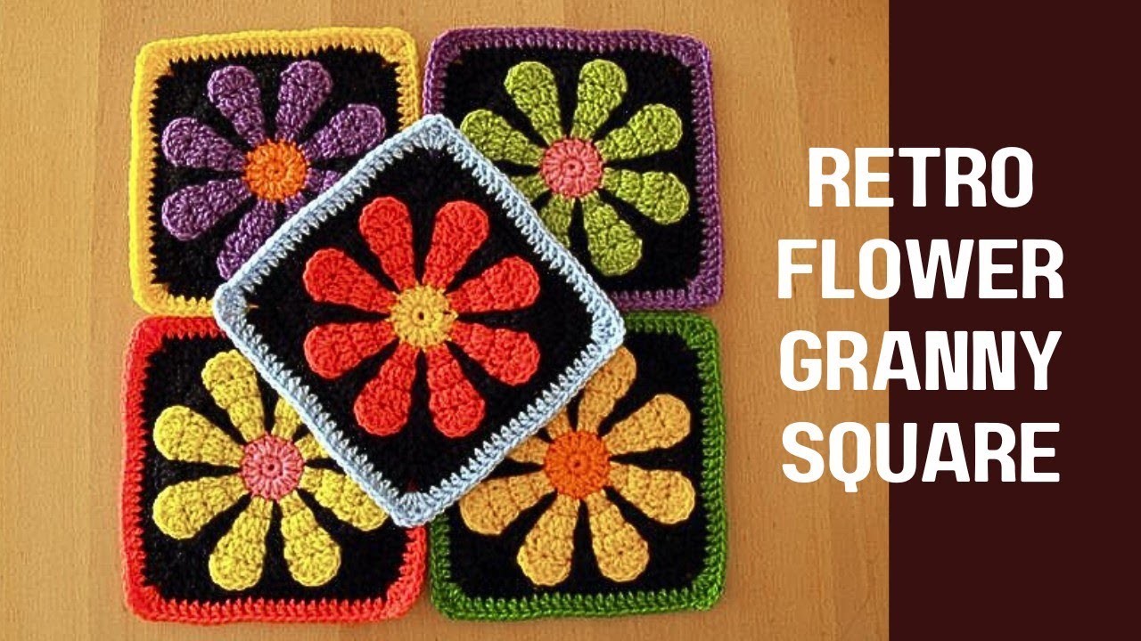 Beginner's Design: Retro Daisy Granny Square @sara1111  Easy steps For Beginner's 
