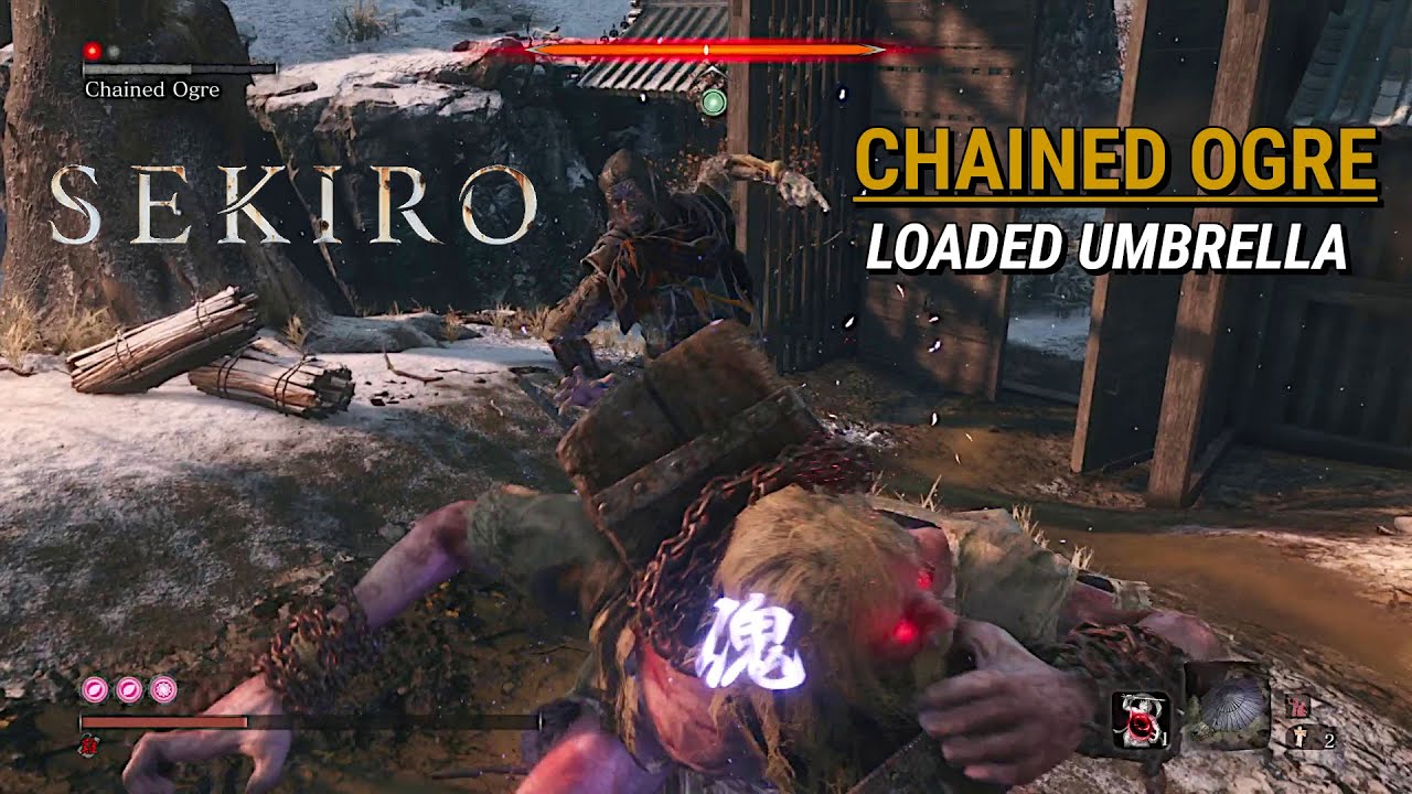 Sekiro - Chained Ogre with loaded umbrella (no Kuro's Charm)