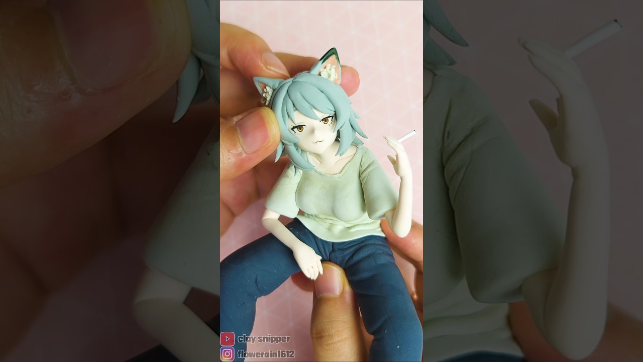 Chainsmoker Cat 'Yanineko' Clay figures~!!! #anime #chainsmokercat #yanineko