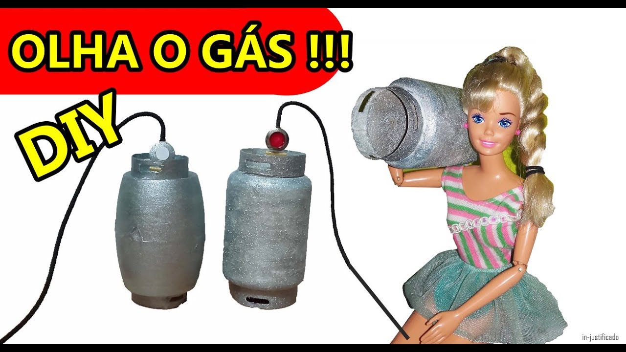 💖OLHA O GÁS!!! COMO FAZER BOTIJÃO DE GÁS/BOTIJA P BONECA BARBIE E MONSTER HIGH