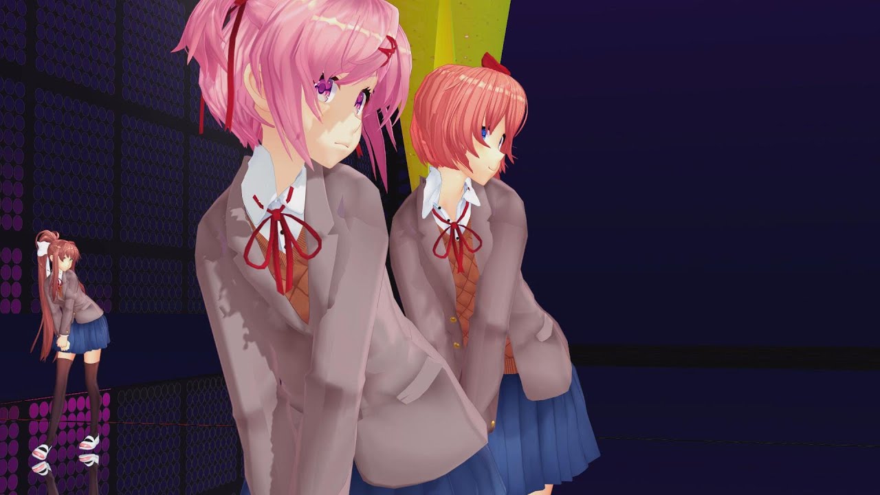 #ddlc [MMD60] Sayori and Natsuki at the station [T-ARA(티아라) Bo Peep] #dokidokiliteratureclub