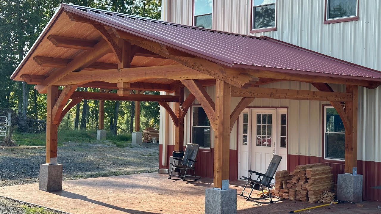 Dream Barndominium Timber Frame Front Porch Build, start to finish! Awesome!
