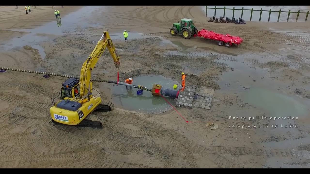 Export Cable Pull in with Twin Booms at the Burbo Bank Offshore Windfarm Extension