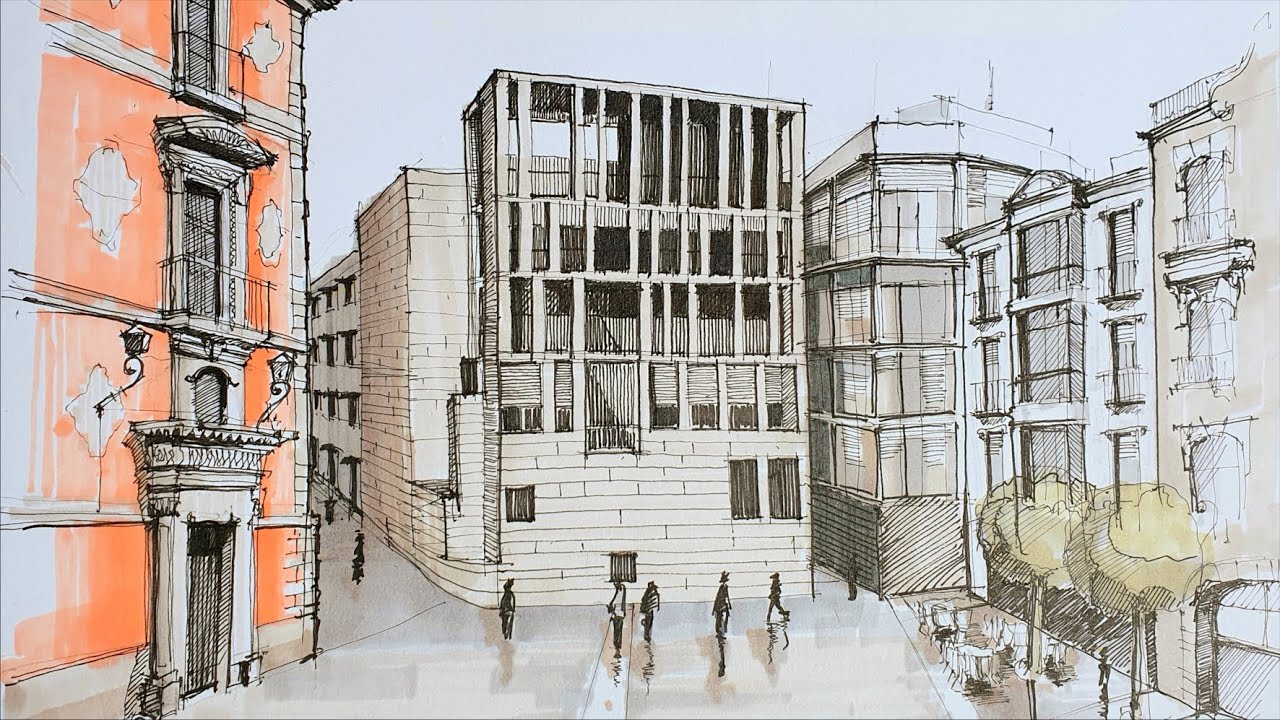 Architectural sketch. Draw like an architect.