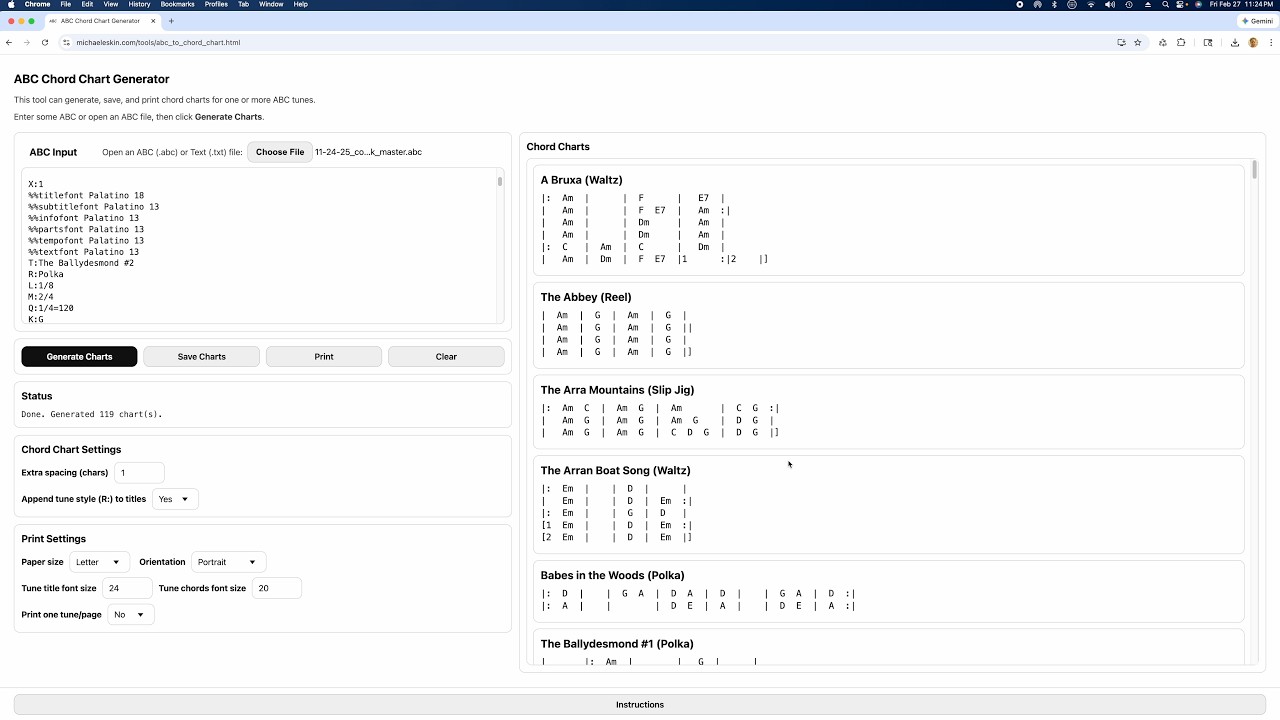 ABC Transcription Tools - ABC Chord Chart Generator Tool