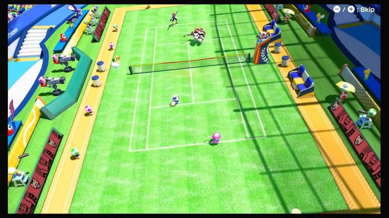Mario Tennis Aces - Toadette and Toad vs Waluigi and Dry Bowser