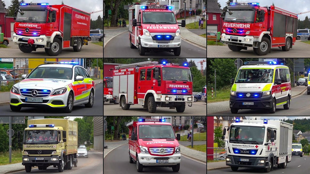 [SCHWERE EXPLOSION + MANV] - Großübung in OBERHOF | Einsatzfahrten FEUERWEHR + RETTUNGSDIENST