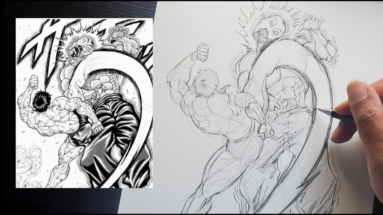 How to draw the fighting poses easy (Anime Drawing Tutorial for Beginners) (Baki Hanma)