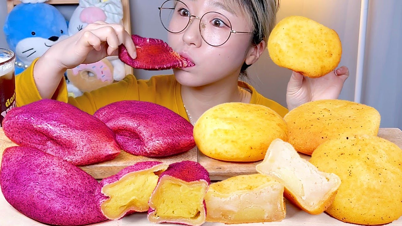 쫄깃쫄깃한 고구마빵🍠 감자빵🥔 디저트 먹방 Dessert Mukbang | Sweet potato bread Potato bread | サツマイモパンポテトパン