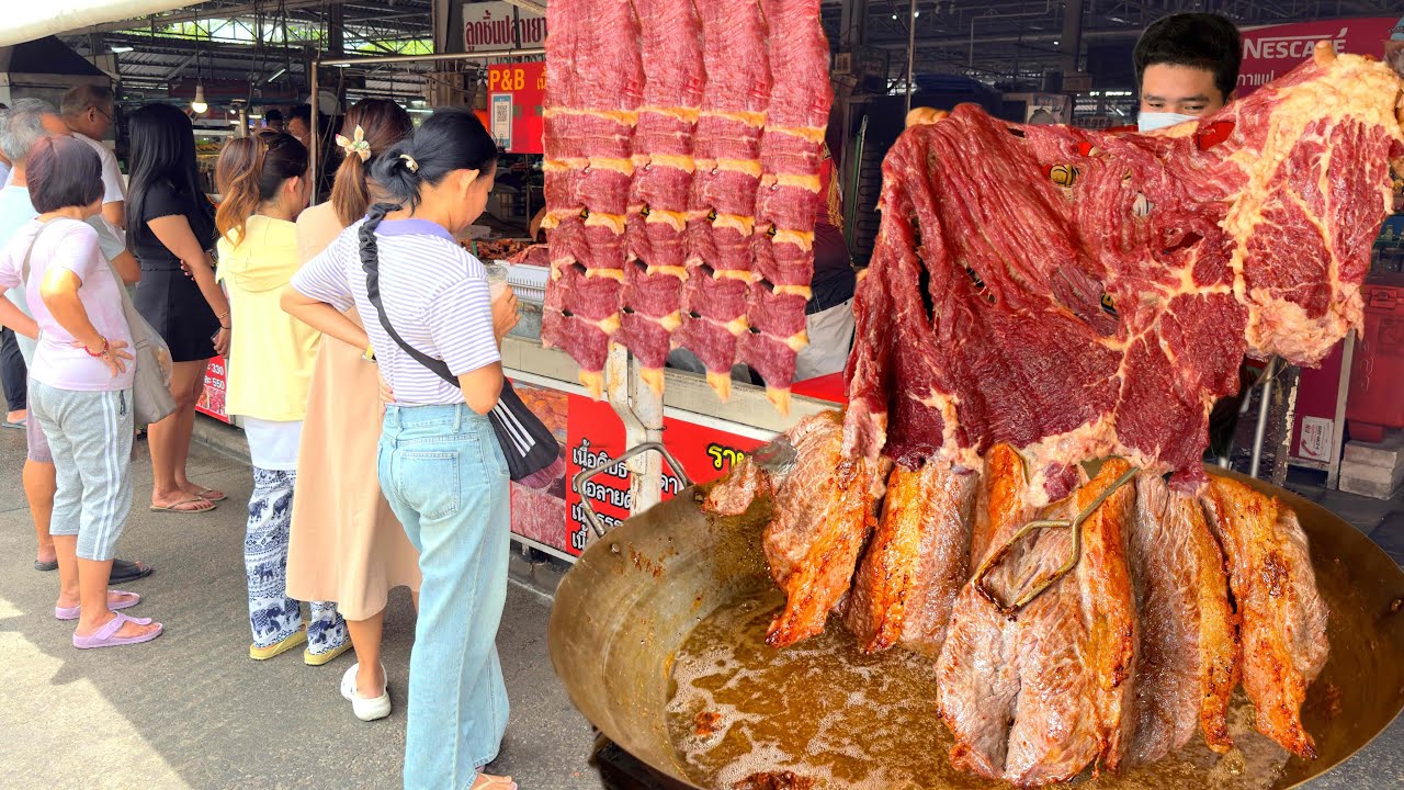 Sold Out in 2 hours! Fried 100 Kg of Giant Beef Meet By Asian Master Chef | Thai Street Food