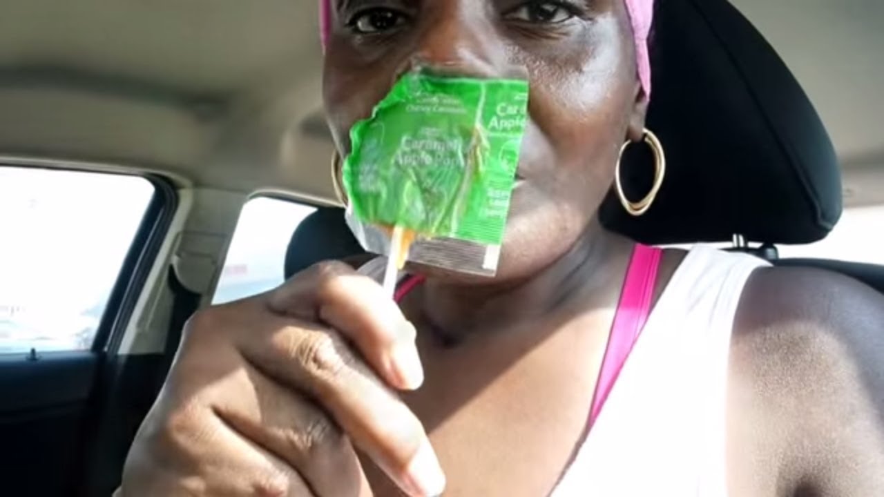 Trying Caramel Apple Lollipop Treat ASMR Eating Sounds