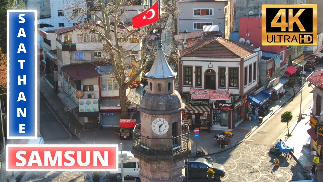 SAMSUN Saathane Meydanı - Bulvar Avm - Cumuriyet Meydanı Turu 4K | TURKEY SAMSUN CITY WALK