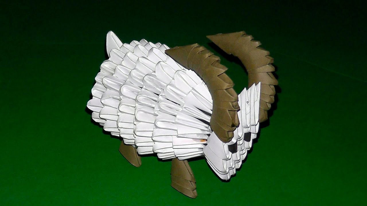 How to make a paper sheep (goat, ewe, ram). 3D origami tutorial