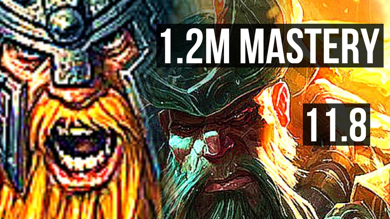 OLAF vs GANGPLANK (TOP) | 8/1/5, 600+ games, 1.2M mastery, Legendary | KR Master | v11.8