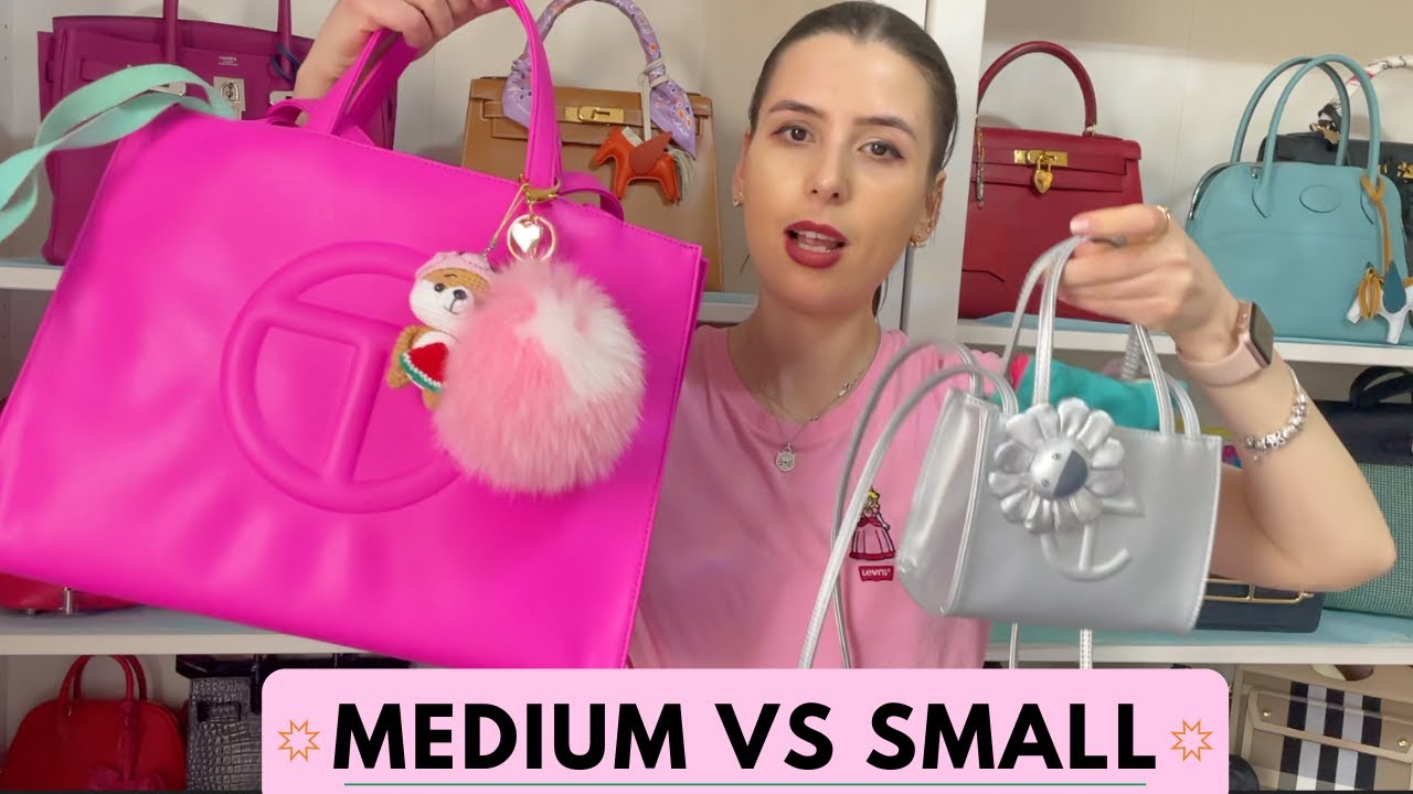 What's in my Telfar BAG!? 💖 (I got a new bag) 🙃 Medium vs Small Telfar Azalea and Silver