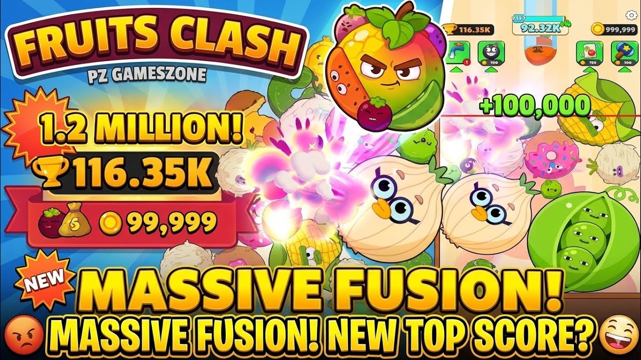 🍞🌮 Super satisfying Fruits Clash gameplay  Perfect long match for relaxing! #pzgameszone #pzgames 