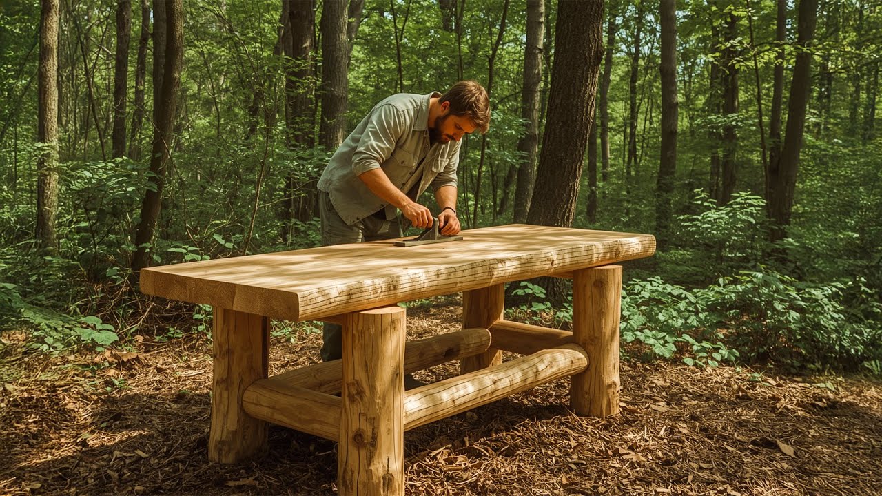 Building a Solid Log Workbench Using Ancient Joinery Skills