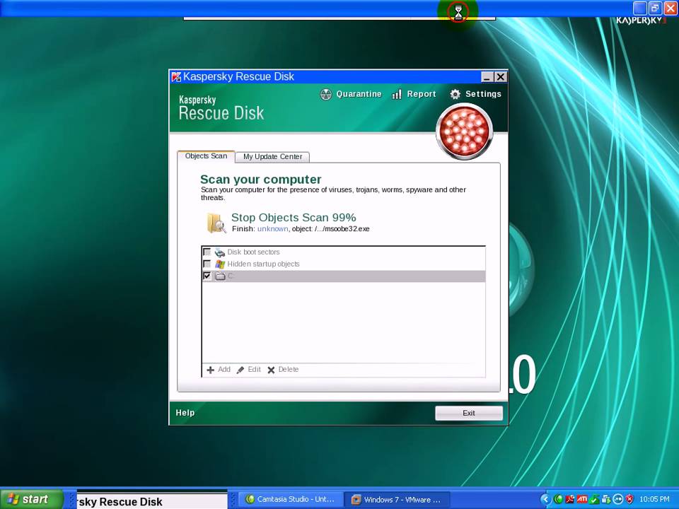 Kaspersky AntiVirus 2011 Rescue Disc VS. Malware