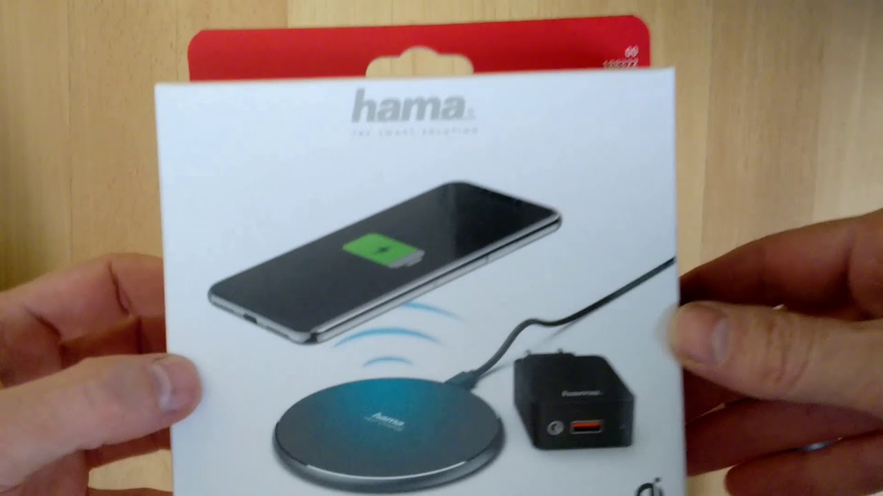 Wireless charger Hama fast 10W unbox and test with samsung