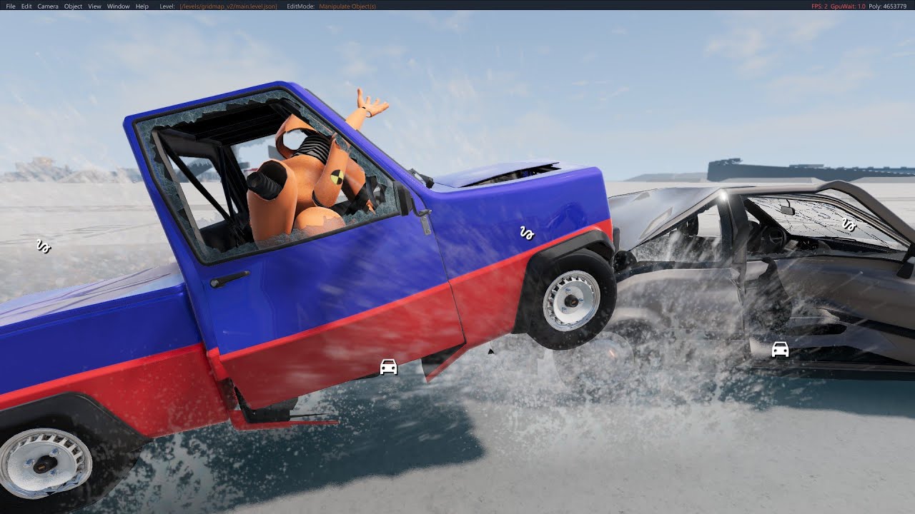 Cars & School Bus vs Giant Pit Bollards Crash BeamNG
