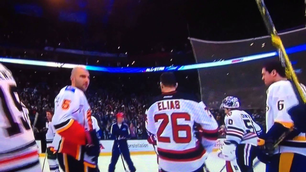 Johnny Hockey gets scared by cannon at skills competition